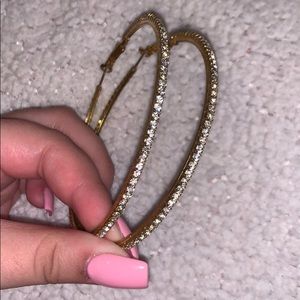 Gold hoops with rhinestone